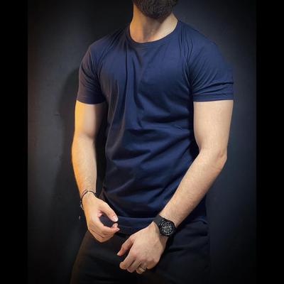 Men's Plain Black Jersey T-Shirt - 1 Pc Round Neck Style