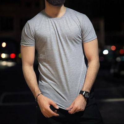 Men's Plain Black Jersey T-Shirt - 1 Pc Round Neck Style