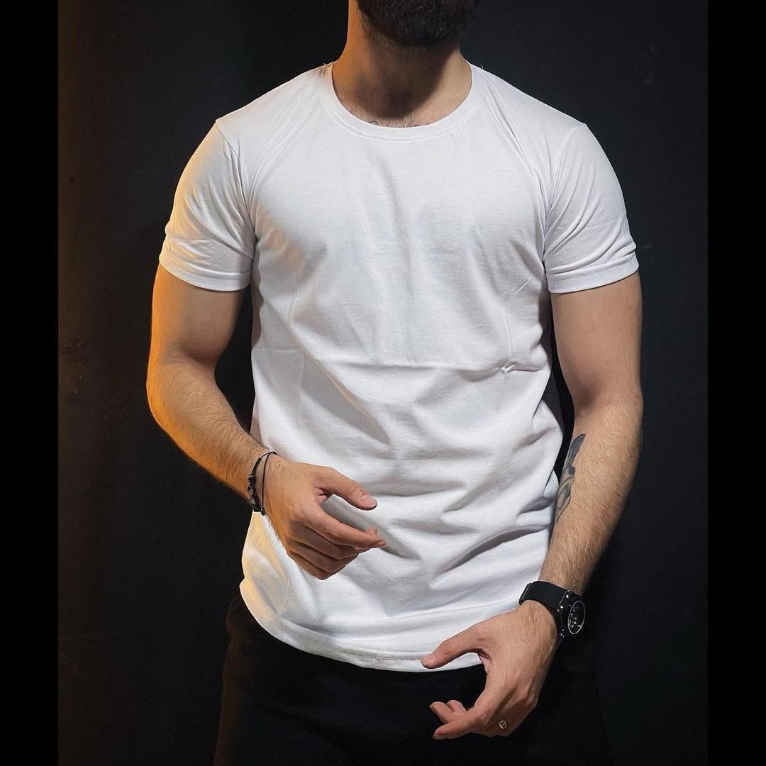 Men's Plain Black Jersey T-Shirt - 1 Pc Round Neck Style