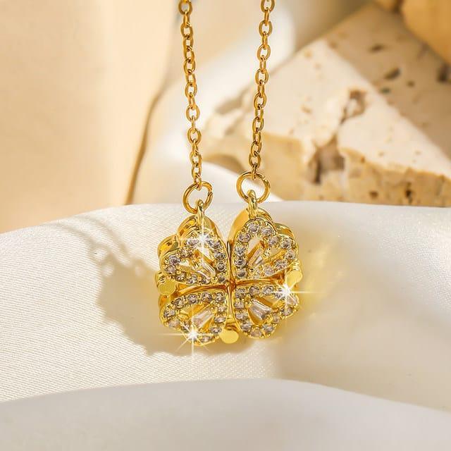 Magnetic Heart Design Gold Plated Locket - 1 Pc